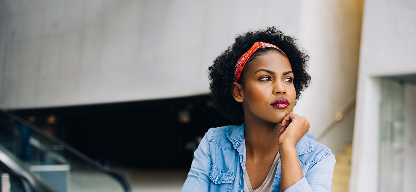 young african american woman thinking